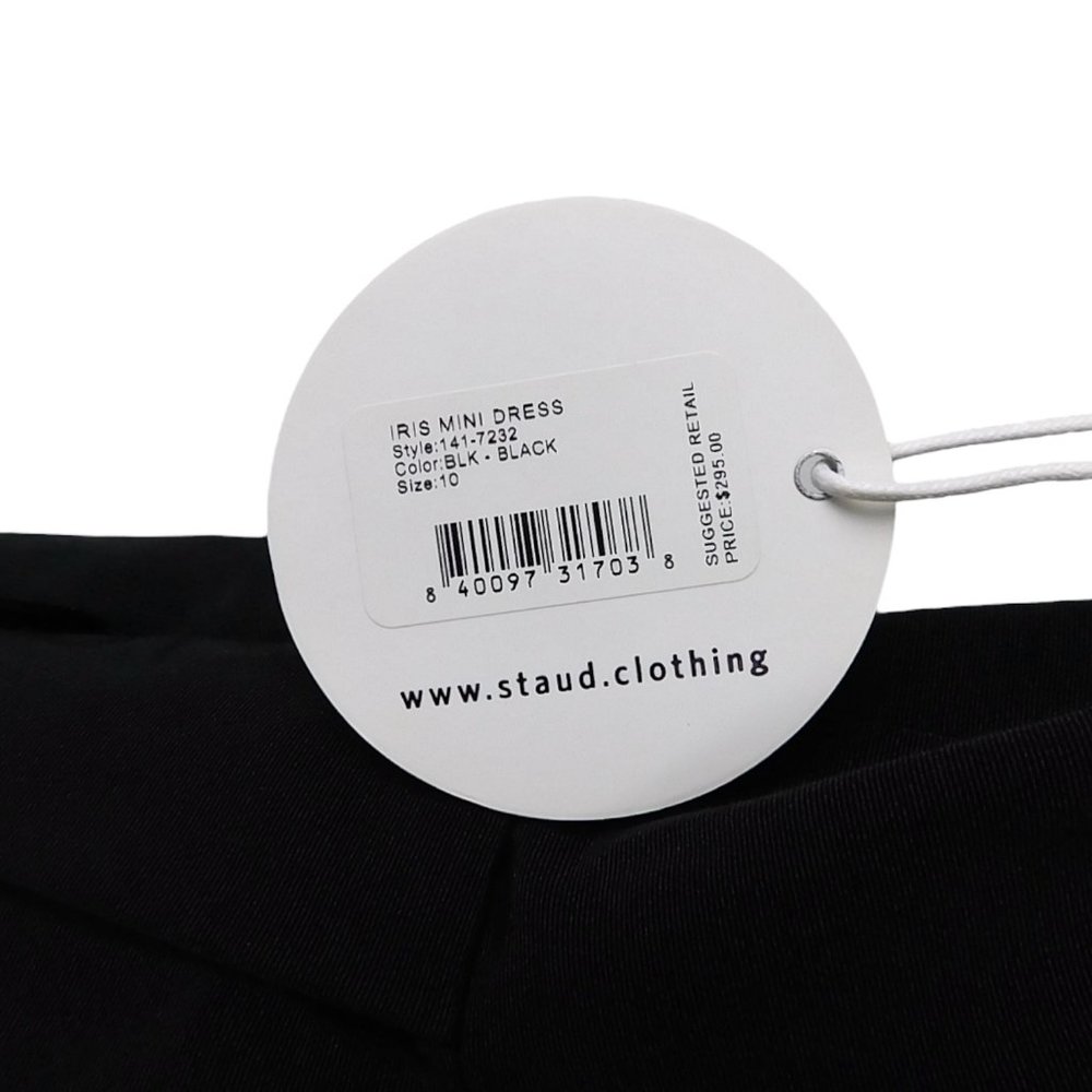 NWT Staud Iris Mini Dress in  Black Women's Size 10 - Picture 6 of 6